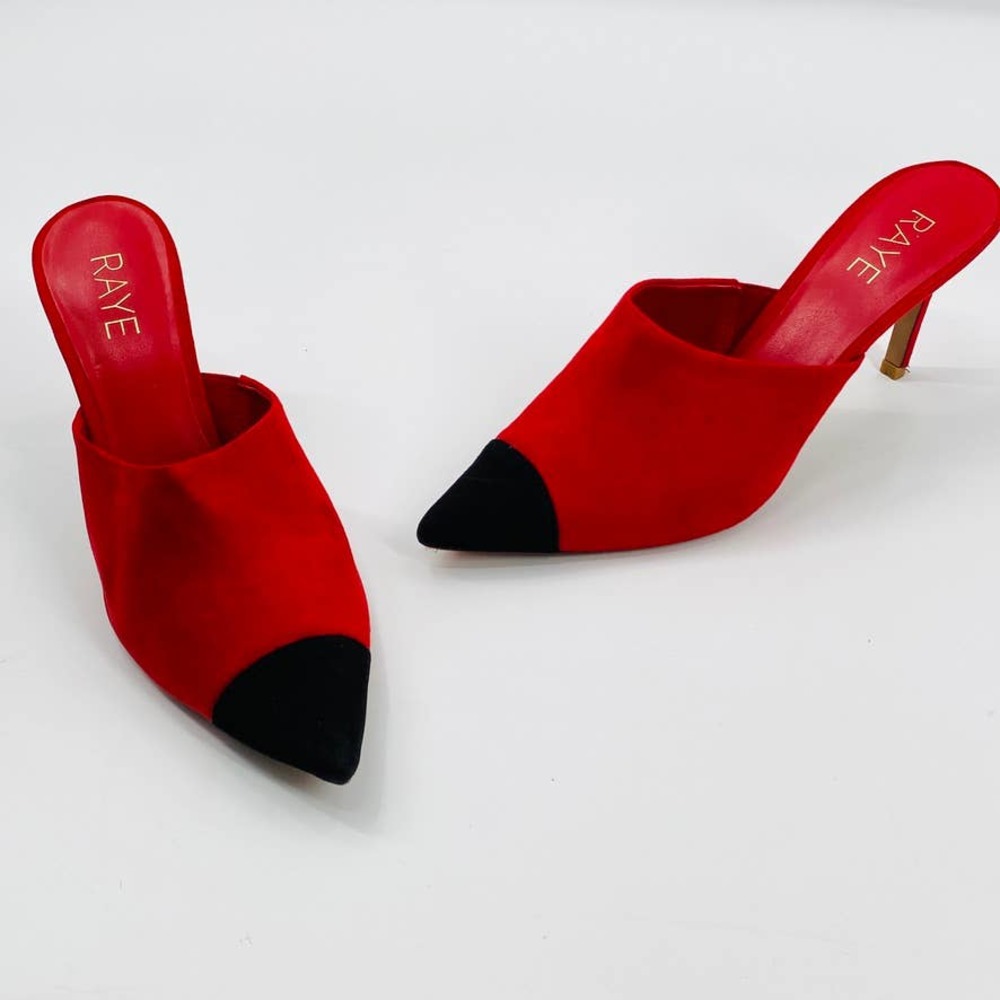 Raye Red Black Colorblock Phoebe Suede Slip On Mu… - image 2
